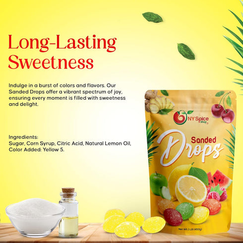 5 NY Spice Shop Sanded Lemon Drops - Pound Lemon Hard Candy - Old Fashioned Candy - Candy Bulk - Tangy and Sweet