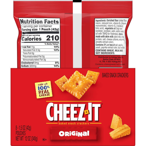 (48 Cheez-It Cheese Crackers, Baked Snack Crackers, Lunch Snacks, Original Pouches)