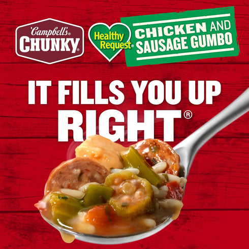 18.8 Oz Campbell's Chunky Soup, Healthy Request Chicken and Sausage Gumbo, Can
