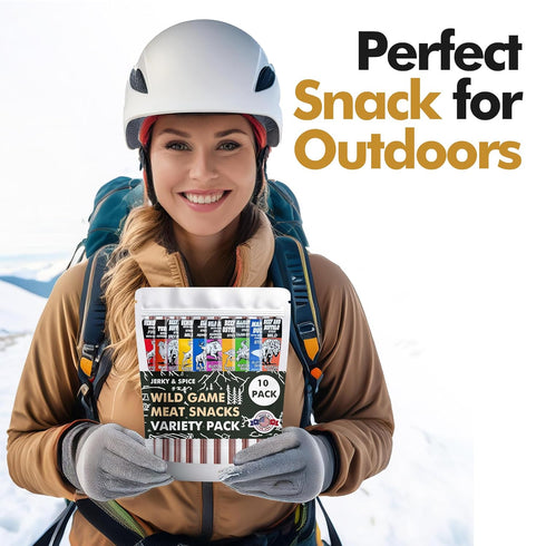 (10-Pack) Pack Jerky-n-Spice Wild Game Exotic Meat Sticks | Ultimate Beef Jerky | Savory Snacks Variety for Adults |