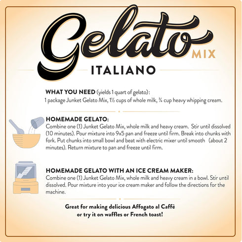 4 1 Pack 6) Junket Gelato Mix: Stracciatella (Vanilla Chocolate), Dark Chocolate, & Strawberry Cheesecake, Homemade