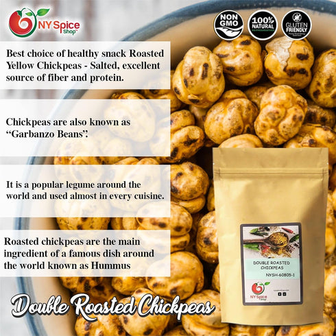 3 NY Spice Shop Yellow Double Roasted Chickpeas - Pound Crispy Crunchy Dried Chickpeas Roasted - Bulk Healthy Snacks