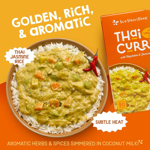Pack 9, 10.48 oz Silo StreetFood Thai Yellow Curry with Vegetables & Jasmine Rice Ready To Eat Meals, Prepared Foods