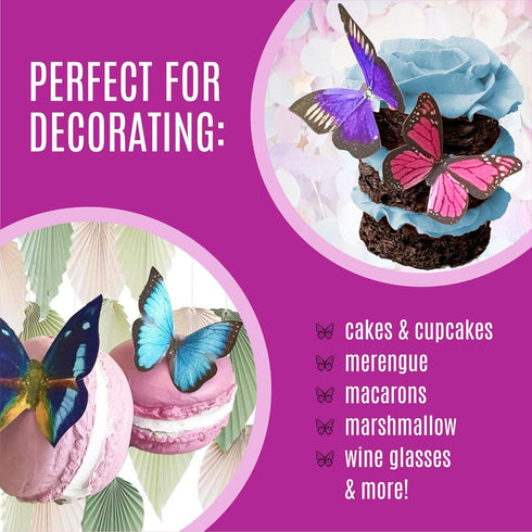 Sugar Robot Inc. Edible Butterflies for Cake Decorating - Small Size, Premium Crafted in the USA - Butterfly Cake