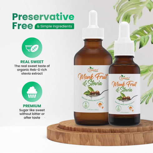 0 0 2400 4 oz 3 Pack Preservative-Free Liquid Monk Fruit & Stevia Drops Organic Monk Fruit & Organic Stevia Blend