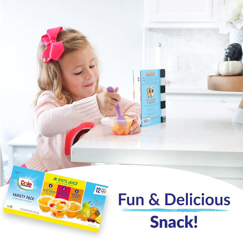 100% Pack 4oz 12 (Pack 2) Dole Fruit Bowls in Juice Variety Snacks, Peaches, Cherry Mixed Fruit, Mandarin Oranges