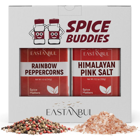 4.9oz 12.3oz, Eastanbul Salt and Pepper for Grinder Refill, Rainbow Peppercorns Whole & Pink Himalayan Salt Rainbow