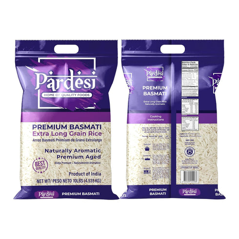 10LB Pardesi Extra Long Grain Basmati Premium Rice - Extra Long Grain Basmati for Biryani, Pulao & Everyday Rice |