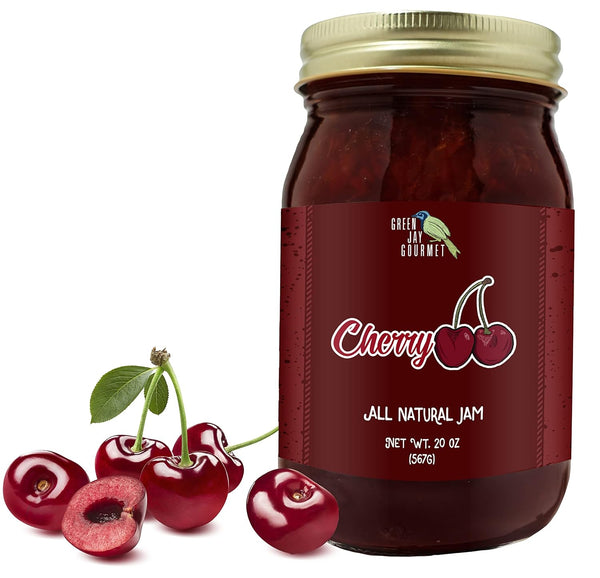 Green Jay Gourmet Cherry Jam - All-Natural Fruit Jam with Cherries &