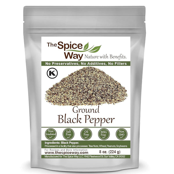 The Spice Way Ground Black Pepper - 8 oz Fine Ground Pepper