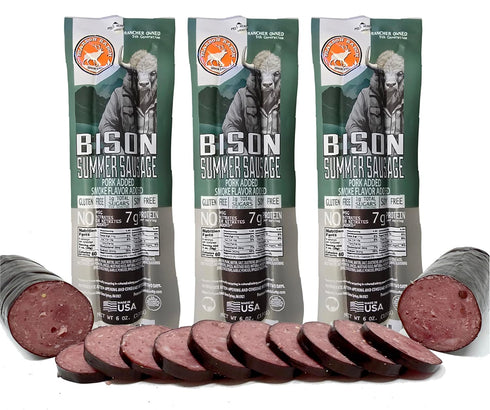 PEARSON RANCH Wild Game Summer Sausage - Bison Sausage, Bison Meat, Low-Carb,