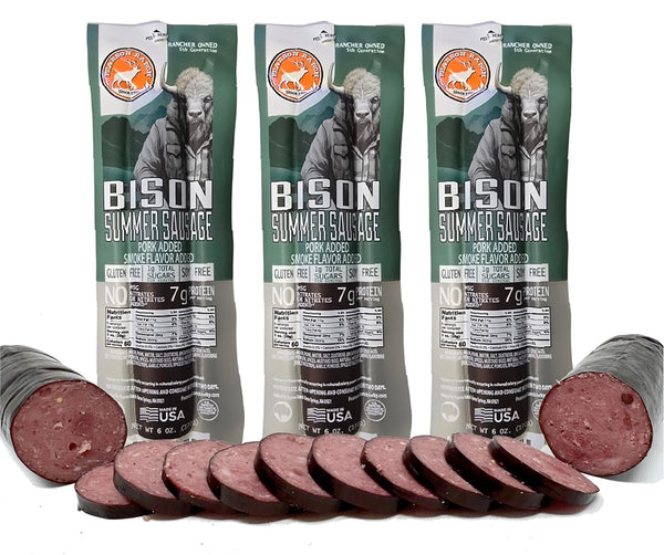 PEARSON RANCH Wild Game Summer Sausage - Bison Sausage, Bison Meat, Low-Carb,