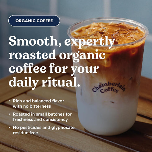 10 Oz Chamberlain Coffee Organic Espresso Dark Roast Coffee Blend - Whole Bean Specialty Coffee - Smooth & Balanced