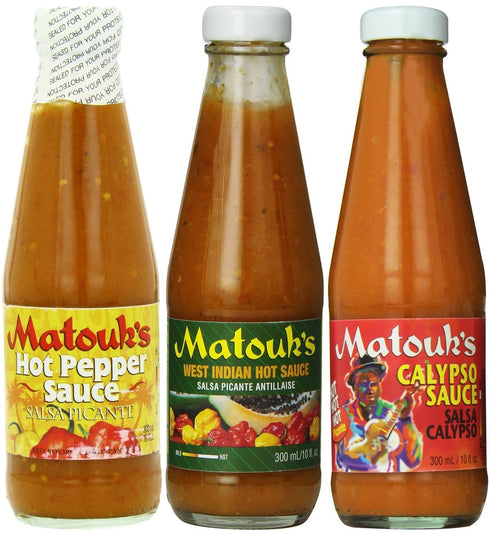 Matouk's Hot Sauce Combo-Calypso, West Indian & Hot Pepper Sauce(Pack of 3)