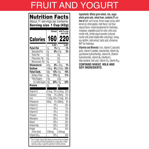 17.1oz (1 (Pack 2) Kellogg's Special K Breakfast Cereal, Family Breakfast, Fiber Cereal, Large Size, Fruit and Yogurt