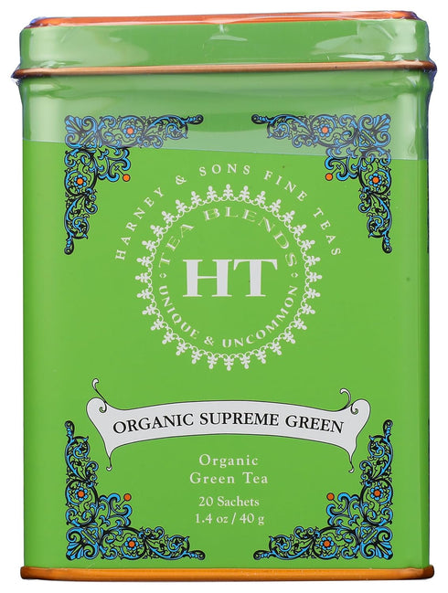 Harney Sons Organic Supreme Green - HT Tin, 20 Sachets, 1.4 oz