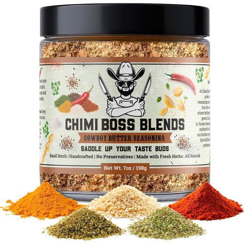 Chimi Boss Blends Cowboy Butter Seasoning, 7oz Garlic Herb Butter Dry Rub