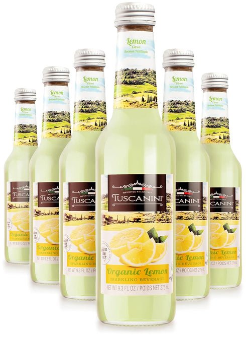 Tuscanini Organic Cold Pressed Sparkling Lemon Soda (6 Pack) Contains 16% Real