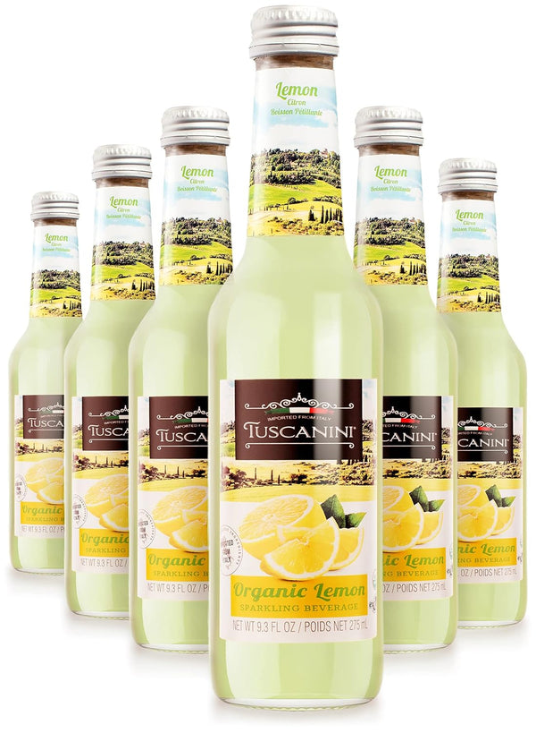 Tuscanini Organic Cold Pressed Sparkling Lemon Soda (6 Pack) Contains 16% Real