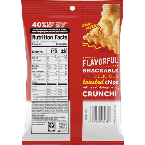 12 Packs RITZ Toasted Chips Sour Cream and Onion Crackers, Bulk Individual Snacks, Snack
