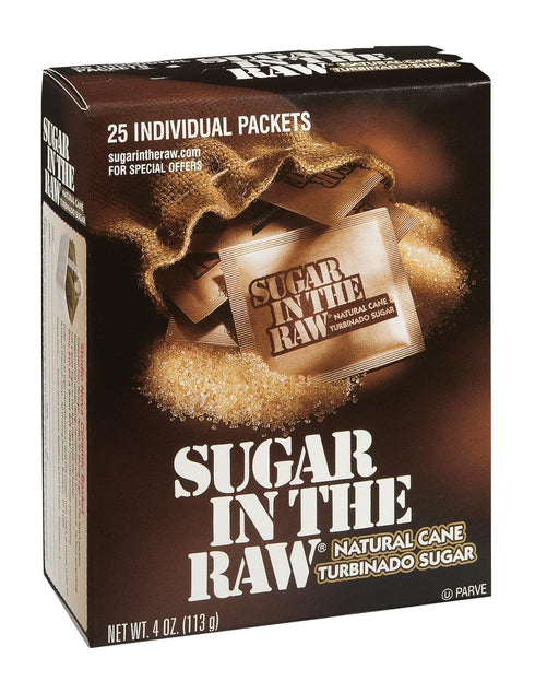 Sugar in the Raw Turbinado Cane Sugar Packets, Non-GMO Project Verified, Vegan and Gluten Free, 25