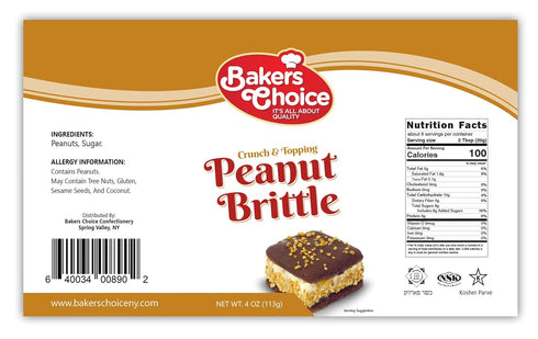 Baker's Choice 4 oz. Bakers Choice Peanut Brittle Crunch - Nut Dessert Ice Cream Topping - For Ice Cream, Sundaes