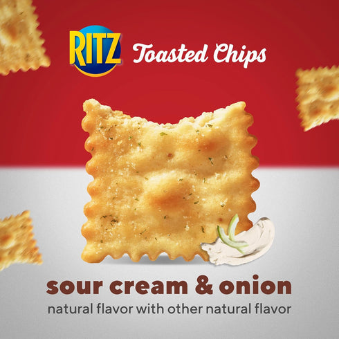 10-1.0 oz Packs RITZ Toasted Chips Sour Cream and Onion Crackers, Lunch Snacks, Snack