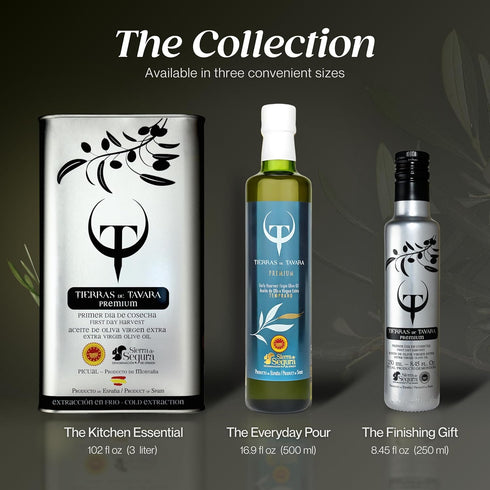 16.9 Oz, 500 ml Tierras de Tavara Premium | First Day Harvest Extra Virgin Olive Oil, Ultra High Polyphenols, First