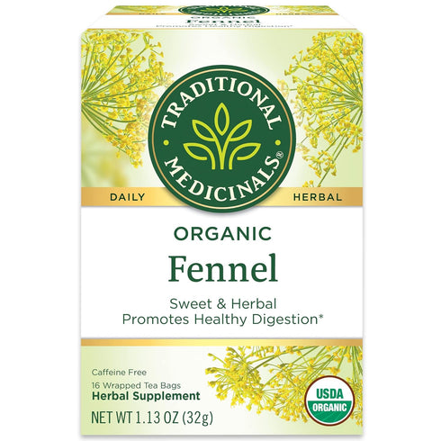 Traditional Medicinals Organic Fennel Herbal Tea, Promotes Digestive Health (Pack of 2) 32 Tea Bags Total