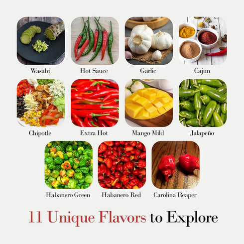11 Pack Set Set Bottle Hot Sauce Variety Spice with Habanero, Chipotle, Garlic Sauce & More Gourmet Sauces for Tasting