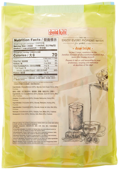 0.63oz/18g X20 Gold Kili Instant Honey Chrysanthemum Drink Sachets