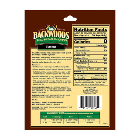 Packet, Summer LEM Backwoods Cured Sausage Seasoning with Cure Sausage