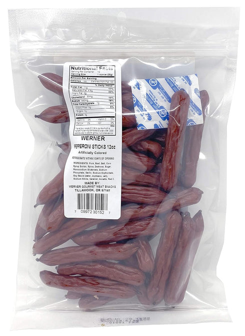 12 OZ (Pack 2) Werner Mini Pepperoni Meat Sticks - Bag - Made in the USA, Bulk Meat Sticks