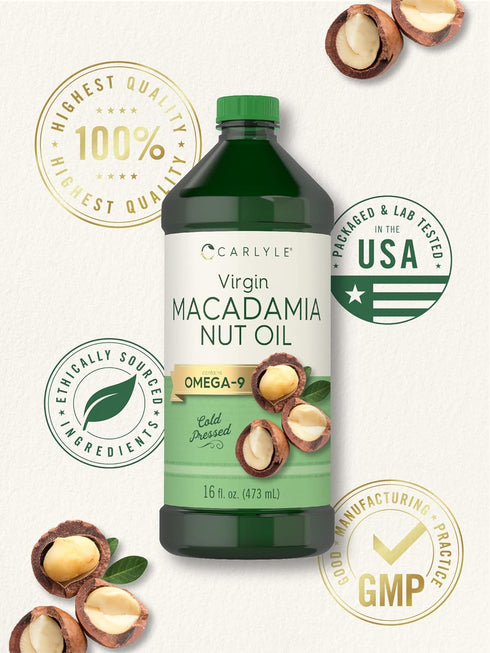 3 16 oz Carlyle Macadamia Nut Oil | x Bottles | Premium Cold Pressed | Food Grade | Vegetarian, Non-GMO, Gluten Free |