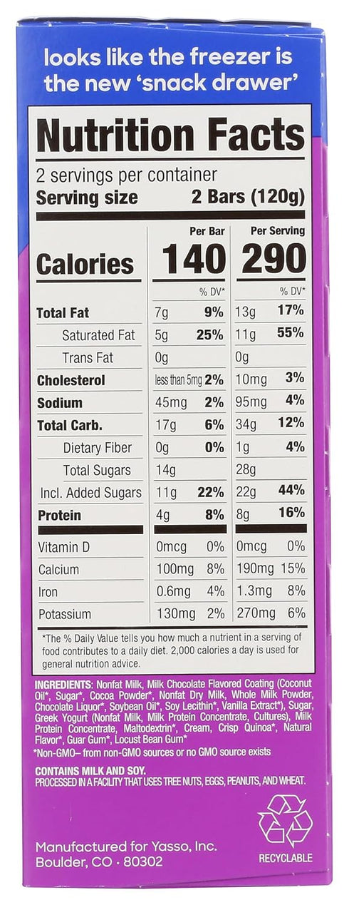 Frozen 10.6 YASSO Vanilla Chocolate Crunch Yogurt Bars, FZ