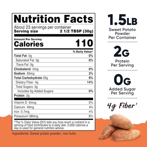 (1.5 LB) 4g Nutricost Pantry Sweet Potato Powder - of Fiber, For Baking and Cooking, Vegan, GMO-Free, Gluten-Free