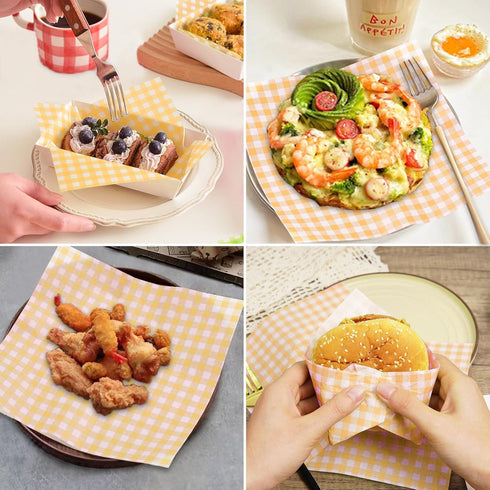 KIKISML 200 7 7 Inch, PCS Checkered Waxed Deli Paper Sheets * Food-grade Greaseproof Paper Food Basket Liners