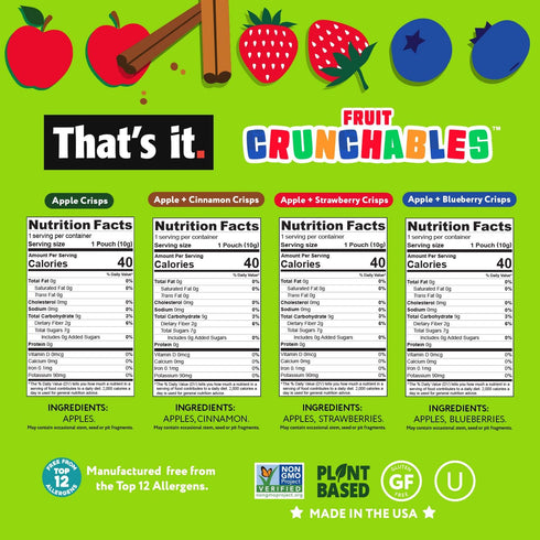 Pack, 100% (16 Pack) That's it. Fruit Crunchables Variety Fruit Snacks for Kids, Fruit Crisps, Plant-Based, Non-GMO
