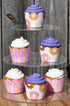 Donut Grow Up Doughnut Cupcake Wrappers for Kids Birthday Party Supplies, Set of 24 Reversible Scalloped