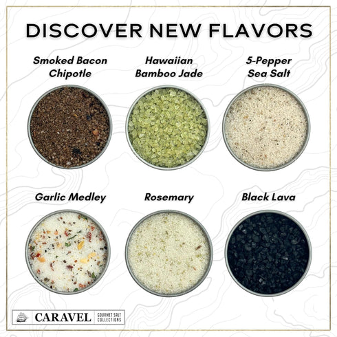 Infused Sea Salt Sampler Set, Finishing Salt for Seasoning, Gourmet Cooking Gift, 0.5 oz x Bundle of 6
