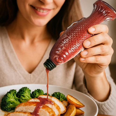 Catchin Heat Hot Sauce Fish Bottle Bold Red Pepper Flavor, Spicy Sauce for Any Meal