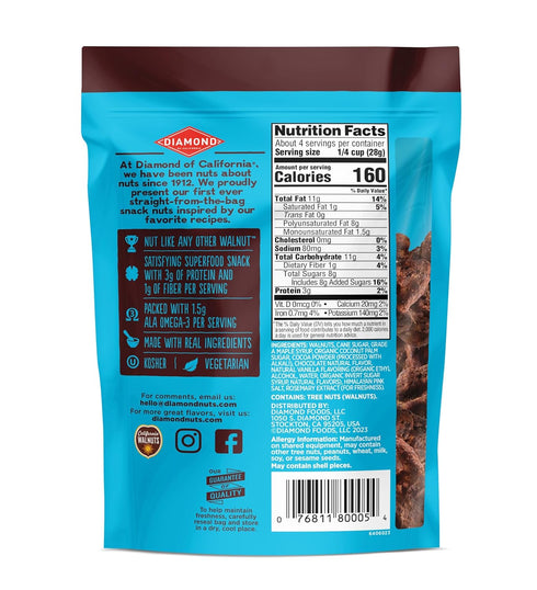 4 oz. (4 Pack) Diamond of California Salted Dark Chocolate Walnut Snack Nuts