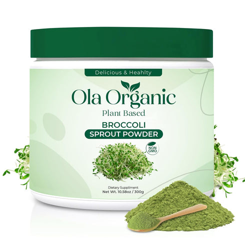 Ola Organic Broccoli Sprout Powder Sulforaphane-Rich Superfood with Vitamins & Minerals Supports Daily Wellness