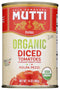 Mutti Organic Diced Tomatoes, USDA Certified Organic, No Additives or Preservatives, Vegan,