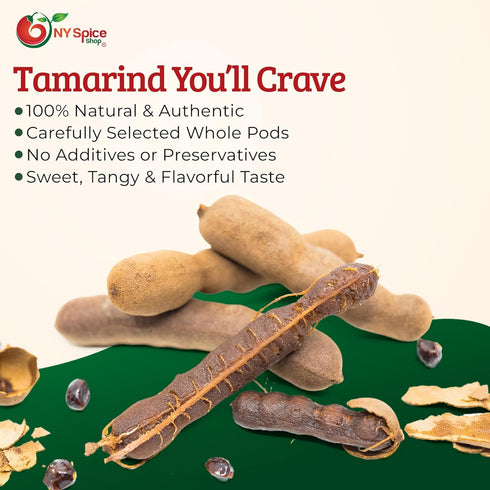 16 NY SPICE SHOP Sweet Tamarind Pods - Thailand Tamarinds Fruit - Fresh Whole Dried Tamarindo - Healthy Snack