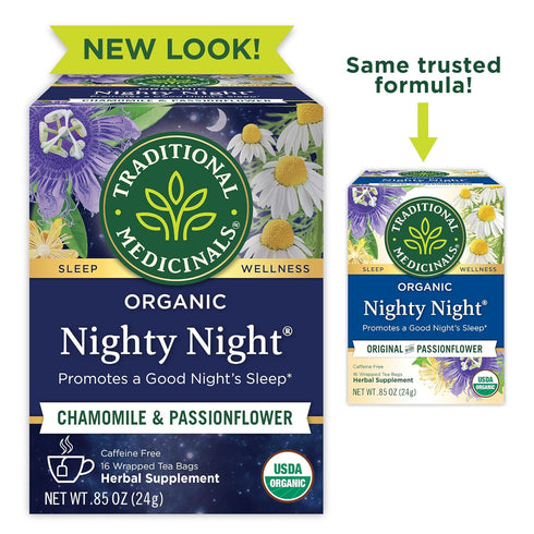 16 Traditional Medicinals Organic, Nighty Night Tea, Chamomile & Passionflower - Herbal Sleep Aid Teas - Kosher