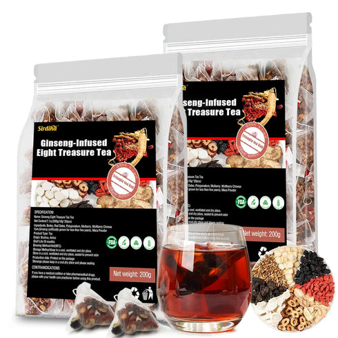 Wanciment Ginseng-Infused Eight Treasure Teas, Kidney Tea Formula Ginseng Six Treasure Tea, Kidney