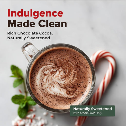 15 (11.2 oz, Keto Hot Chocolate Powder Stevia-Free, Sugar-Free Peppermint Cocoa Mix with Fiber-Rich Prebiotics