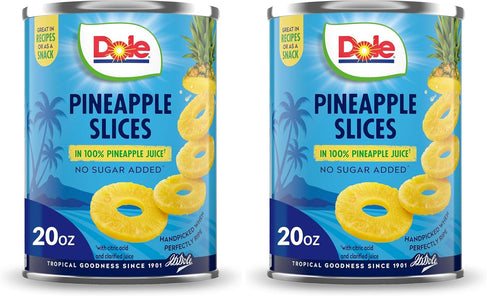 Dole Canned Fruit, Pineapple Slices in 100% Pineapple Juice, Gluten Free, Pantry