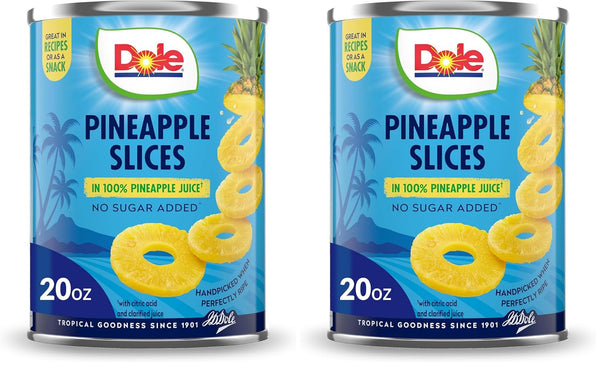 Dole Canned Fruit, Pineapple Slices in 100% Pineapple Juice, Gluten Free, Pantry